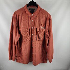 EX-OFFICIO Shirt Mens XL Orange L/S Fishing Button Up Front Pockets